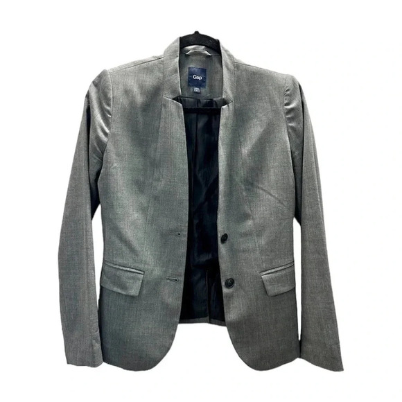 Gap Gray Low Profile Shoulder Button Wool Blazer Sz Small GUC - Picture 1 of 11